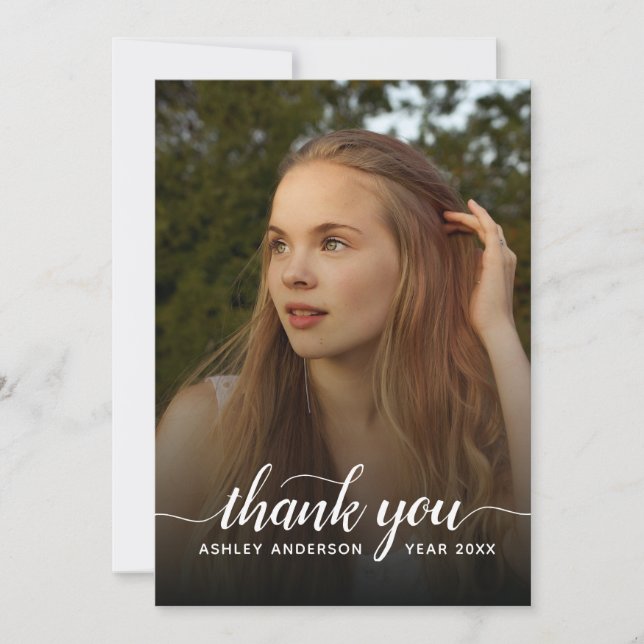 Elegant Thank You Script Graduation Photo (Front)