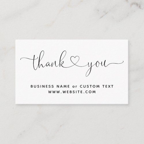 Elegant Thank You Script Heart Chic Purchase Order Enclosure Card