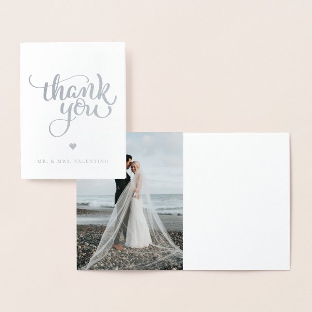 Elegant Thank You Script Photo Foil Card (Display)