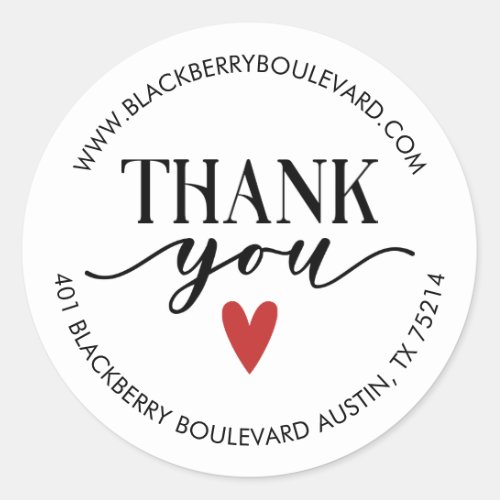 Elegant Thank you Small Business Classic Round Sticker