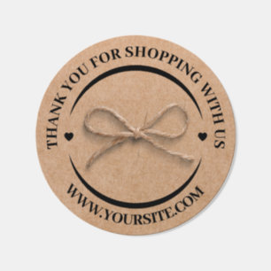 elegant thank you small business kraft bow  classic round sticker