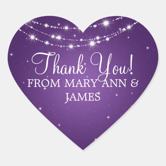 Elegant  Thank you Sparkling Chain Purple Heart Sticker (Front)