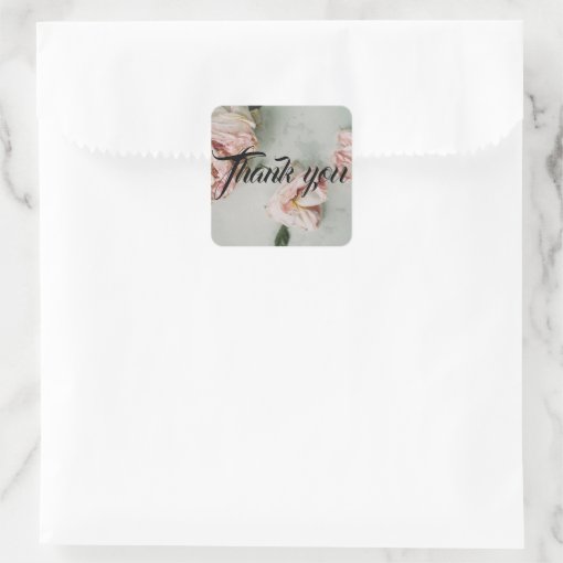Elegant thank you Square Stickers | Zazzle