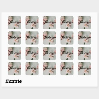 Elegant thank you Square Stickers | Zazzle
