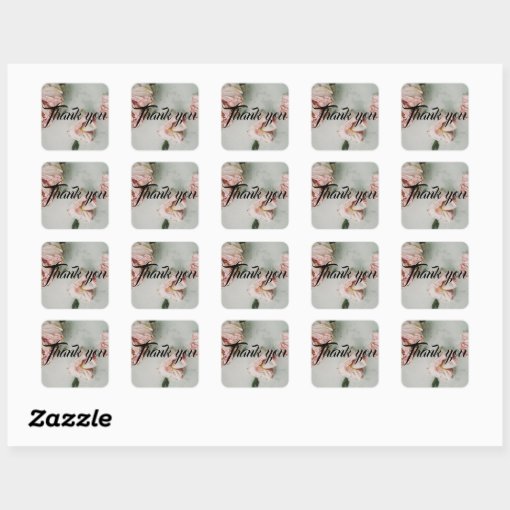 Elegant thank you Square Stickers | Zazzle