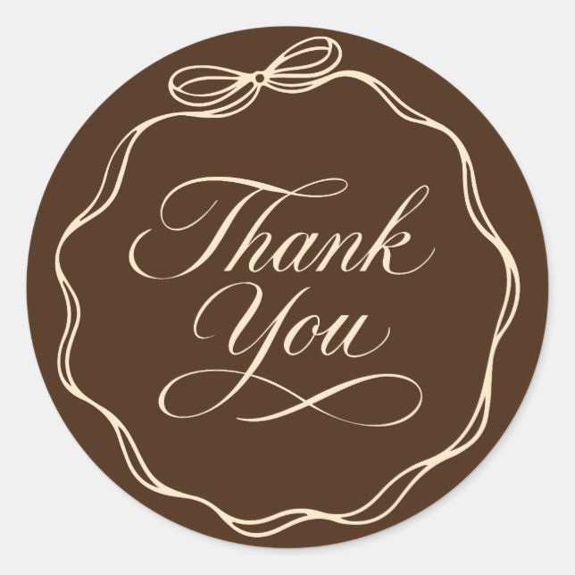 Elegant Thank You Sticker Calligraphy Bow Frame (Front)