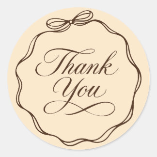 Elegant Thank You Sticker Calligraphy Bow Frame
