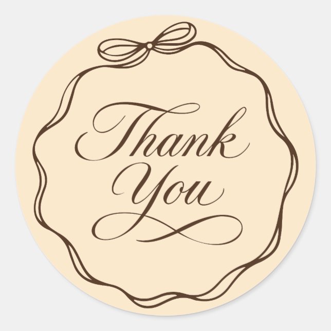 Elegant Thank You Sticker Calligraphy Bow Frame (Front)