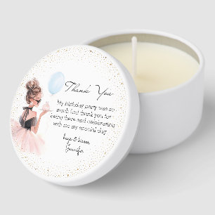 elegant thank you sweet 16 pink dress glitters mini candle favors