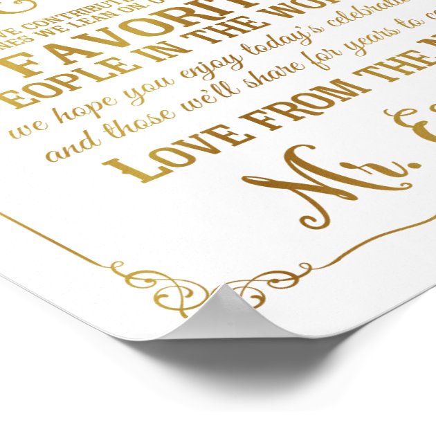 Elegant Thank You Table Wedding Signs Gold Poster