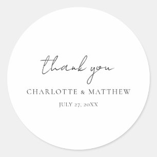 Elegant Thank You Wedding Classic Round Sticker