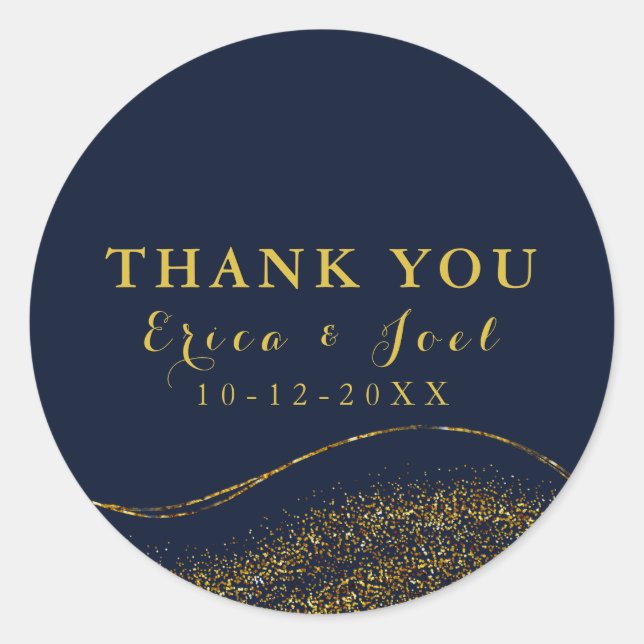 Elegant  Thank You Wedding Favor round sticker (Front)