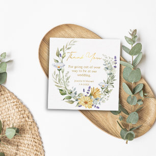 elegant thank you wildflowers stylish trendy gold note card