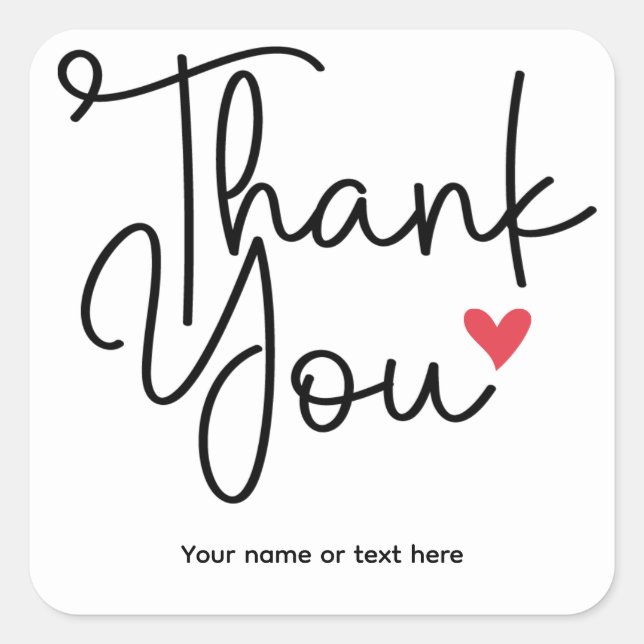 Elegant Thank You with heart Sticker  (Front)