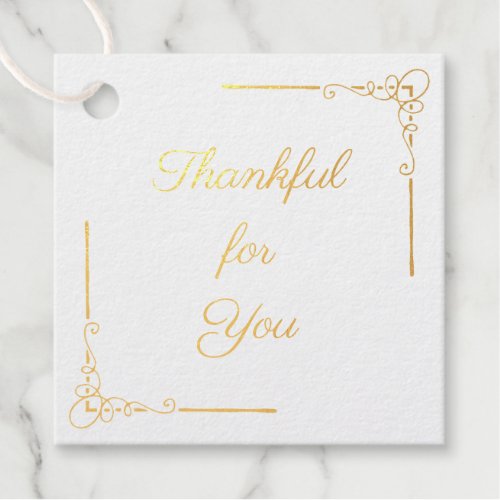 Elegant Thankful for You Thanksgiving Foil Favor Tags