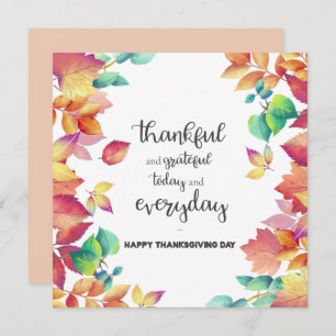 Elegant Thankful & Grateful with Colorful leaves  Invitation