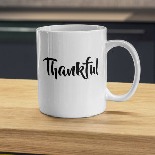 Elegant Thankful Script family Thanksgiving Gift Coffee Mug