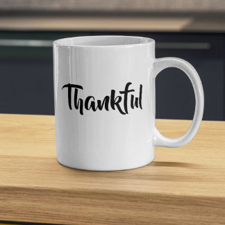Elegant Thankful Script family Thanksgiving Gift Coffee Mug