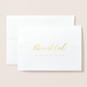 Elegant Thankful Script Personalized thank you  Foil Card