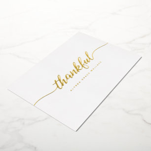 Elegant Thankful Script Personalized thank you Foil Invitation