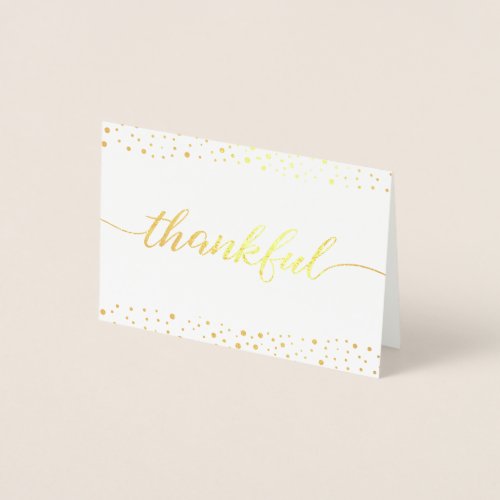 Elegant Thankful script Wedding Thank you Foil Card