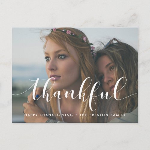 Elegant Thankful Thanksgiving family photo Postcard