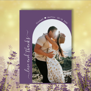 Elegant Thanks Script Mauve 2 Photo Arch Wedding Thank You Card