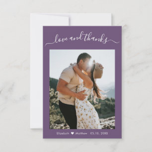 Elegant Thanks Script Mauve 2 Photo Wedding  Thank You Card