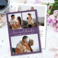 Elegant Thanks Script Mauve Photo Collage Wedding Thank You Card | Zazzle