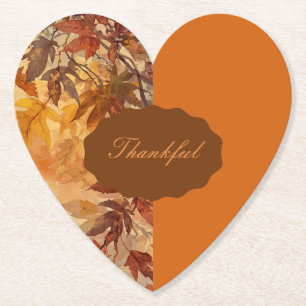 Elegant,Thanksgiving, Autumn Leaves,Rustic Paper Coaster
