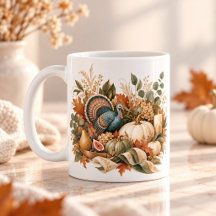 Elegant Thanksgiving Botanical Mug – Autumn Harves