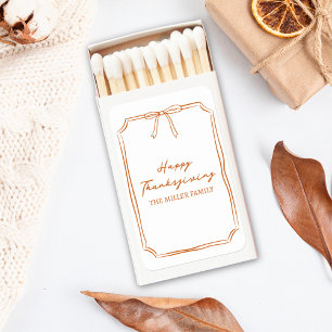 Elegant Thanksgiving Burnt Orange Simple Chic Bow Matchboxes