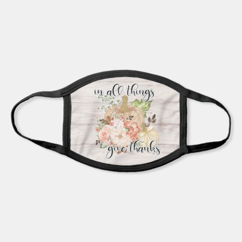 Elegant Thanksgiving Chic Floral Pumpkin Face Mask