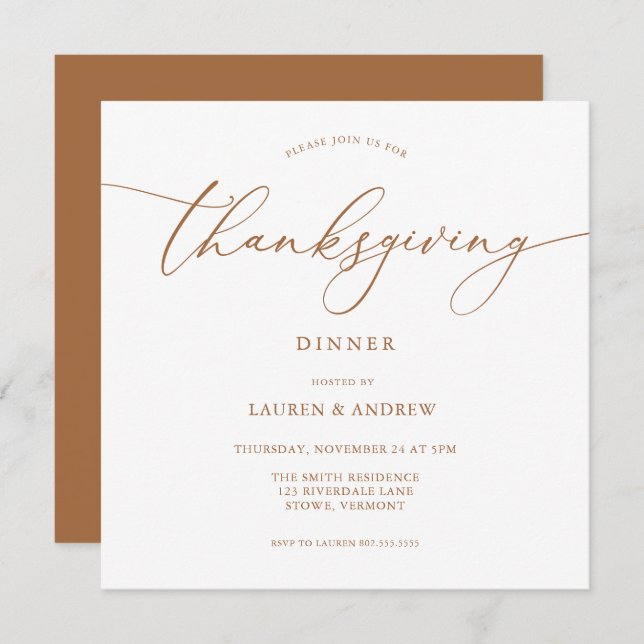 Elegant Thanksgiving Dinner Fall Colors Invitation (Front/Back)