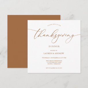 Elegant Thanksgiving Dinner Fall Colors Invitation