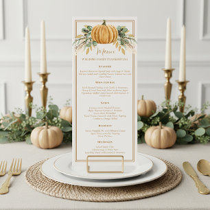 Elegant Thanksgiving Dinner Fall Pumpkin  Menu