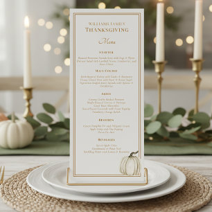 Elegant Thanksgiving Dinner Fall White Pumpkin Menu