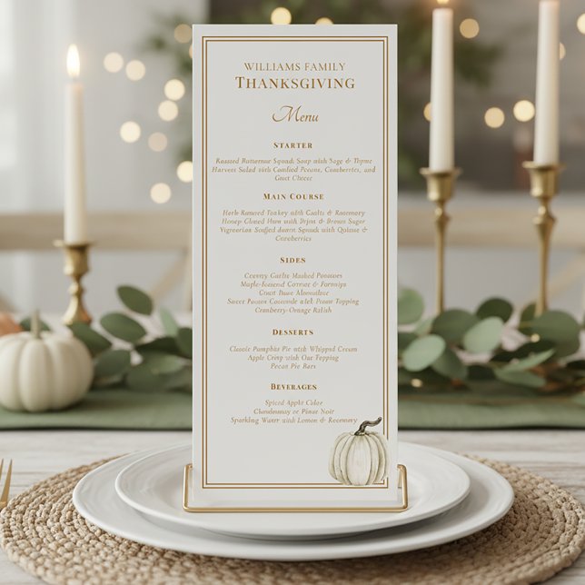 Elegant Thanksgiving Dinner Fall White Pumpkin  Menu (Creator Uploaded)