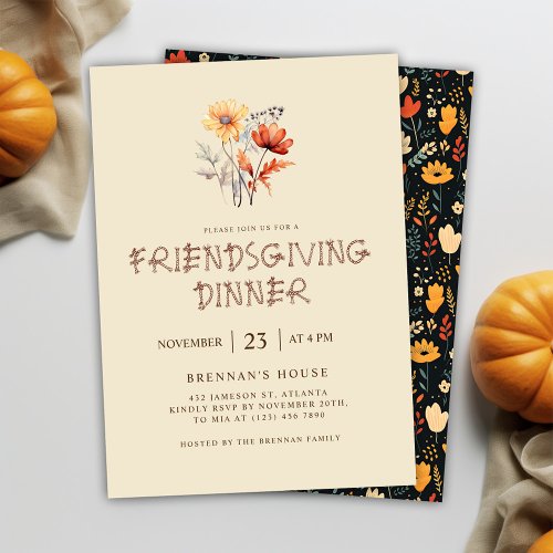 Elegant Thanksgiving Dinner Friendsgiving Feast Invitation