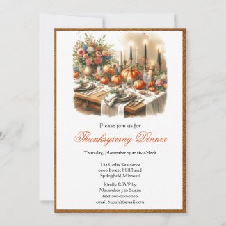 Elegant Thanksgiving Dinner Holiday  Invitation
