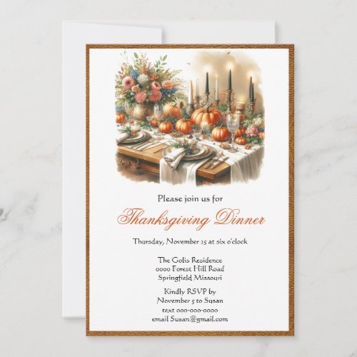 Elegant Thanksgiving Dinner Holiday  Invitation