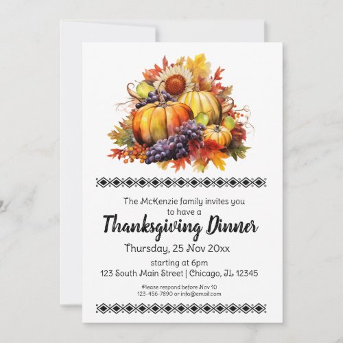 Elegant Thanksgiving Dinner Invitation