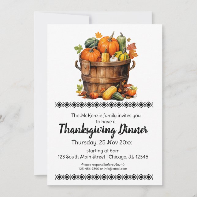 Elegant Thanksgiving Dinner Invitation (Front)