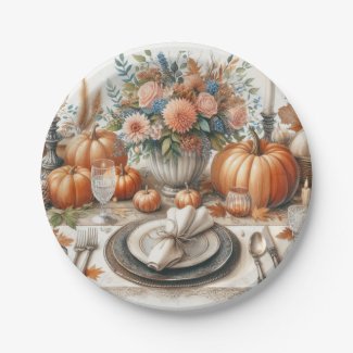 Elegant Thanksgiving Dinner Paper Plate