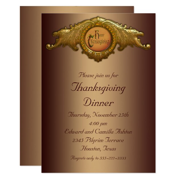 Elegant Thanksgiving Dinner Party Invitations