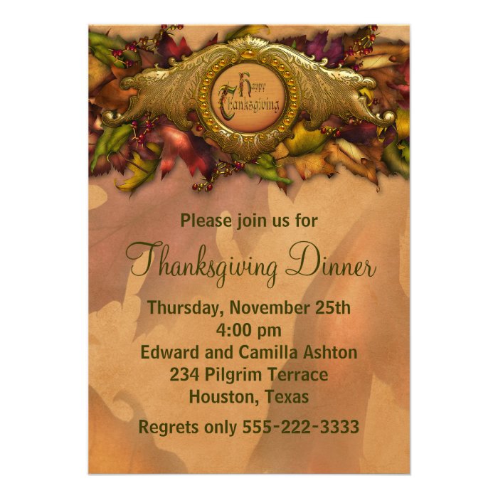 Elegant Thanksgiving Dinner Party Invitations