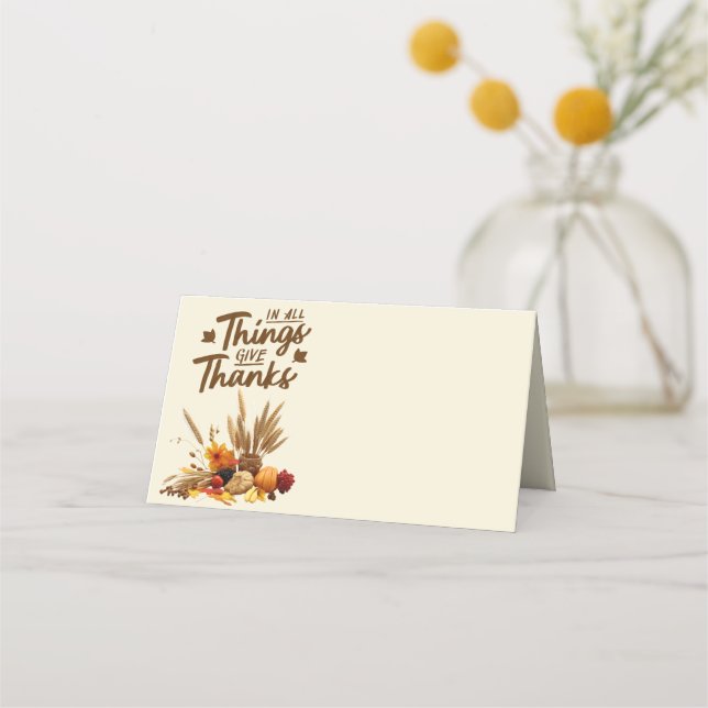 Elegant Thanksgiving Entertaining Place Card (Front)