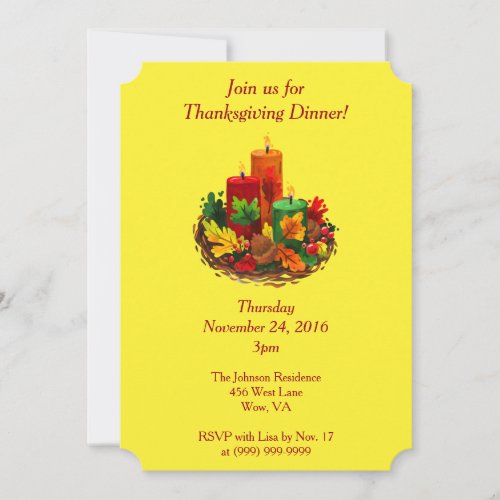 Elegant Thanksgiving Family Dinner  Invitation