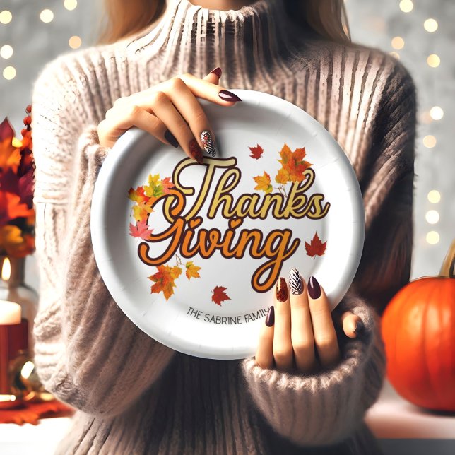 Elegant Thanksgiving foliage autumn fall  Paper Plates (Creator Uploaded)