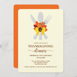 Elegant Thanksgiving Harvest Dinner Party  Invitation